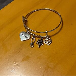 Silver Charm Nurse Bangle Bracelet